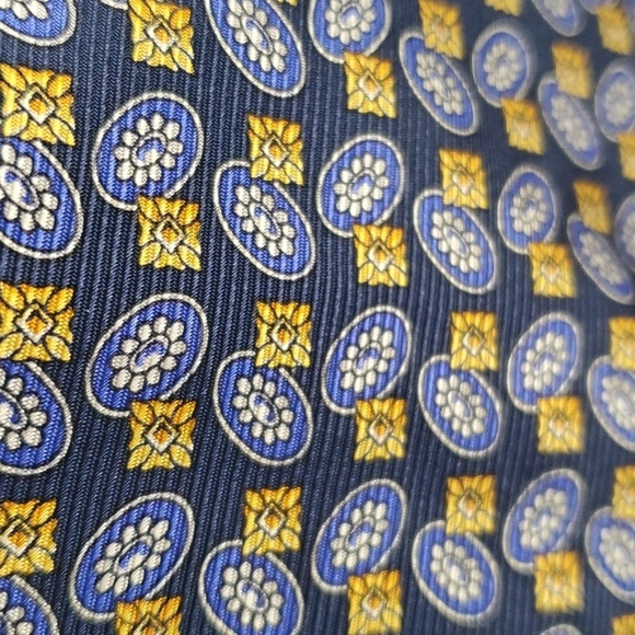 Richel Tie accessory men's tie blue grey gold ish yellow - Picture 3 of 7